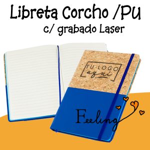 Libreta cubierta corcho grabada